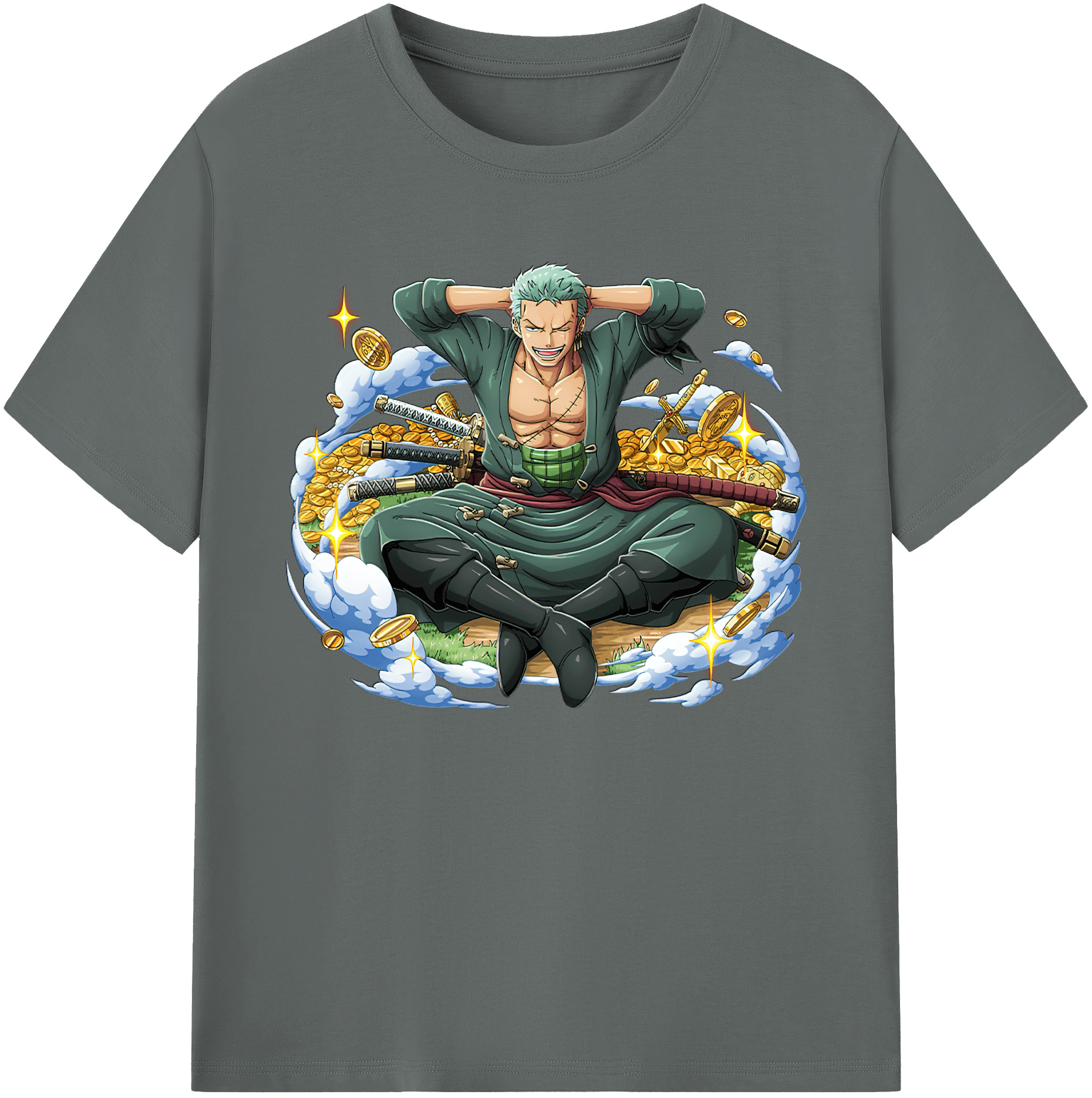 ワンピース ロロノア・ゾロ ONE PIECE Roronoa Zoro 綿100％ メンズ半袖Tシャツ｜肌触りやわらか＆通気性